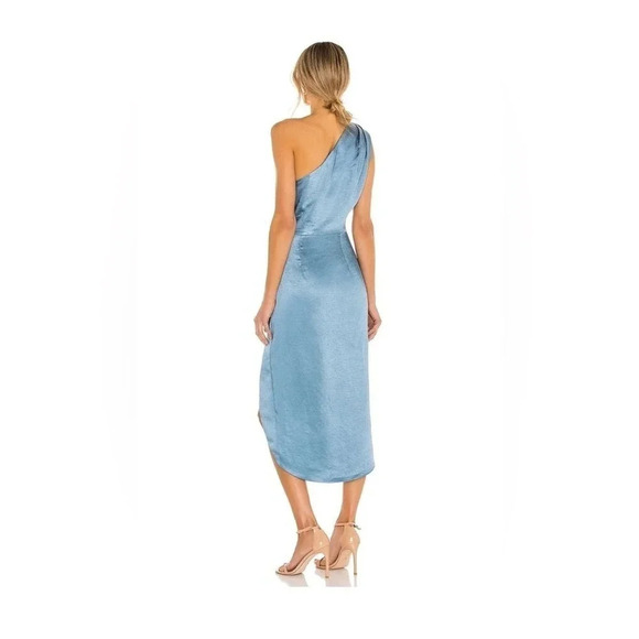 Elliatt Women's Blue Cassini One Shoulder Ruched Sleeveless Midi Dress Size S - Picture 3 of 7